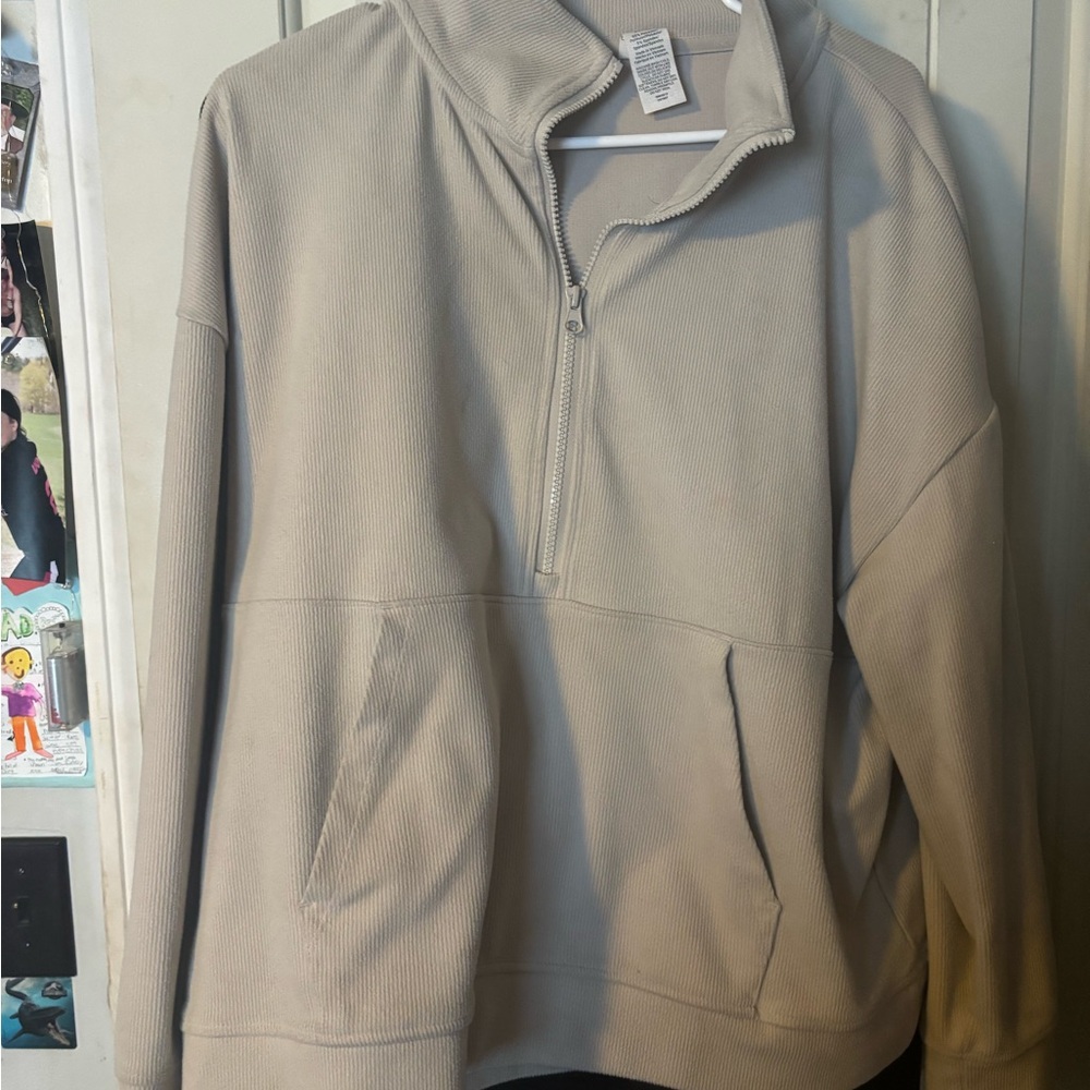 Women’s Beige Half-Zip Sweater